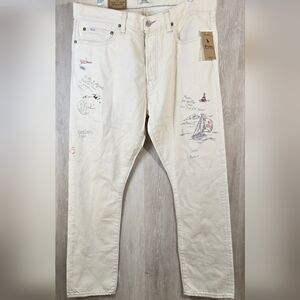 Polo Ralph Lauren Varick Slim Sailing Yacht White Jeans Button Fly Men’s NWT NEW